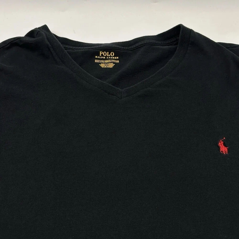 Polo Ralph Lauren Men's Big & Tall Size 4XLT Black Short Sleeve V-Neck T-Shirt